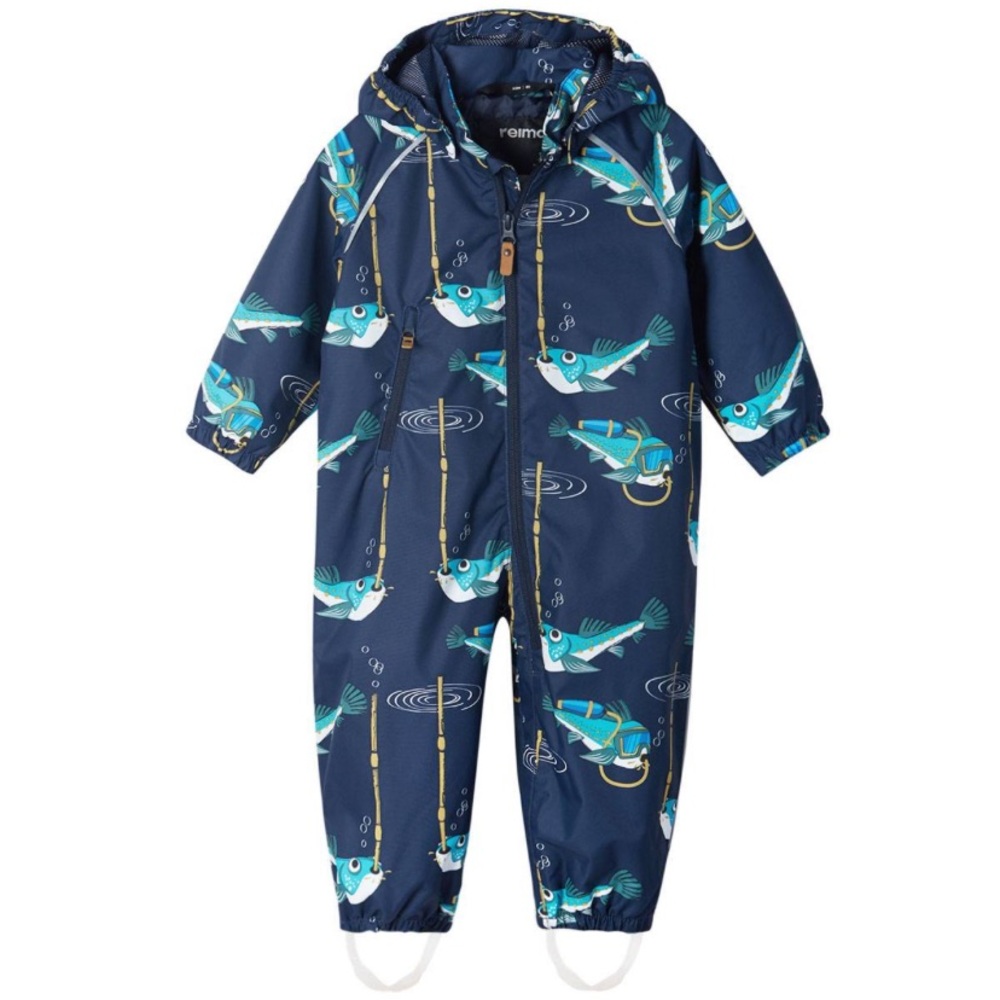 Toddler Reima Blue Fish Print puddle suit